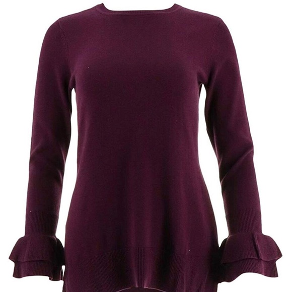 Isaac Mizrahi Sweaters - Isaac Mizrahi Live Ruffle Bell Sleeve Tunic